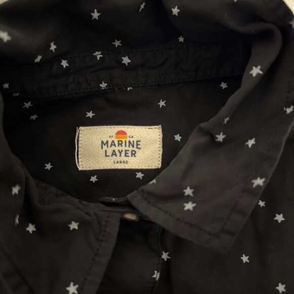 Marine Layer Starry Print Relaxed Fit Long Sleeve Shirt Black Large button down - Picture 5 of 16